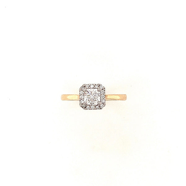 square cut halo diamond ring 18 carat rose gold