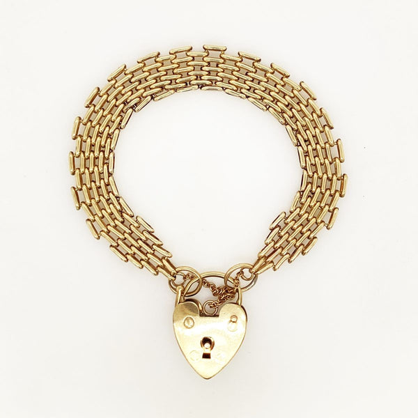 Vintage Gate Bracelet with Padlock Heart