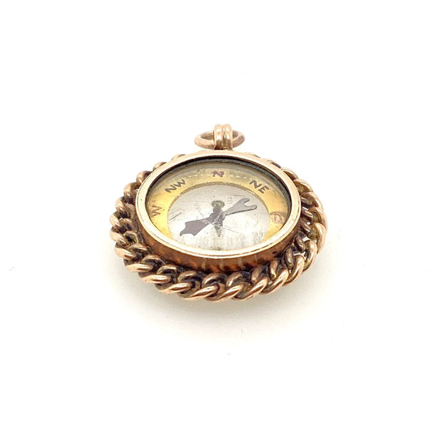 1895 gold antique compass pendant