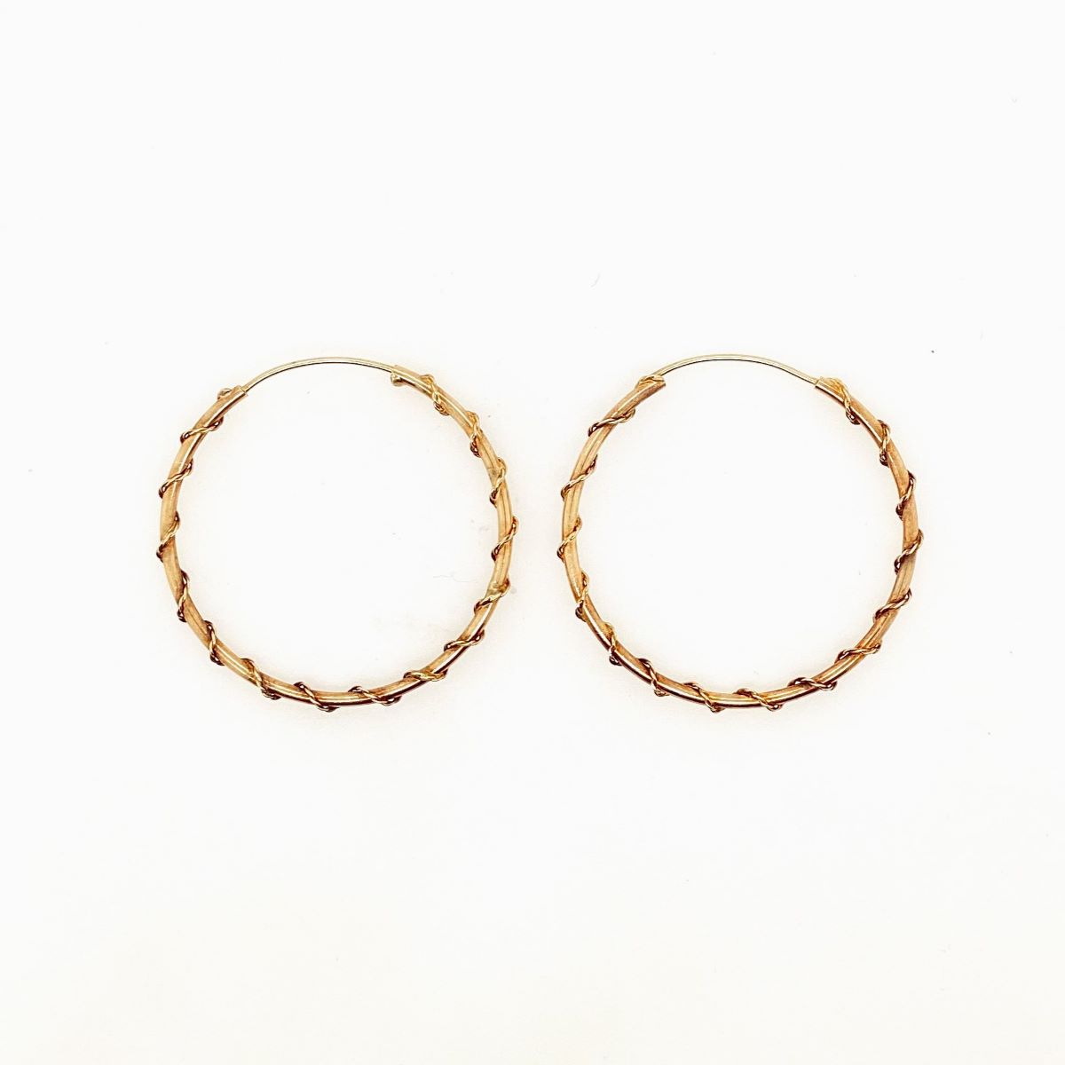Vintage Gold Twisted Hoop Earrings