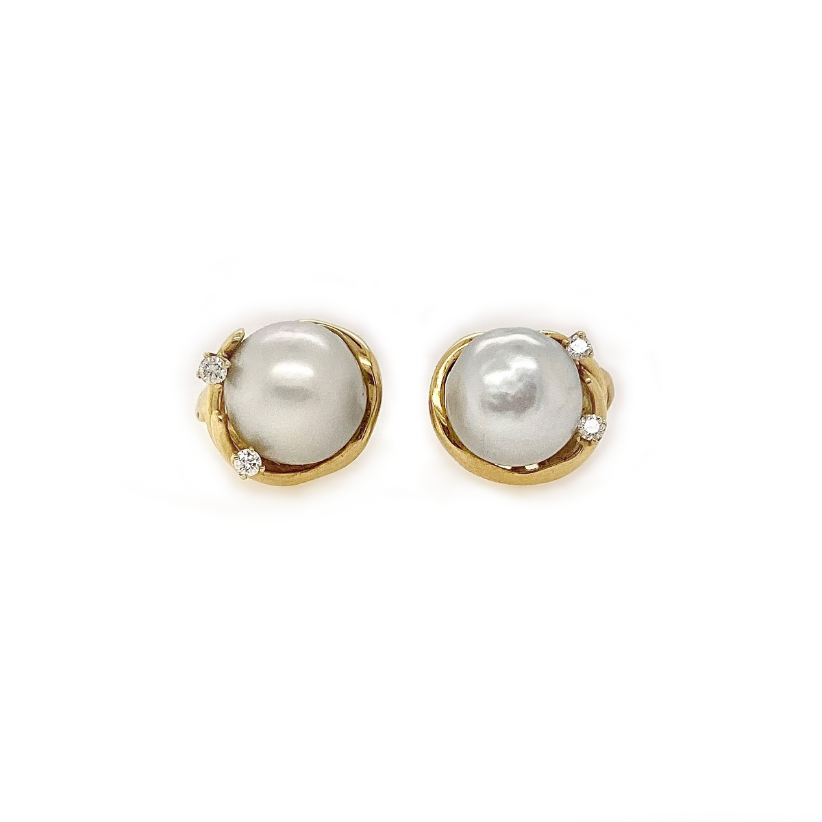 vintage gold pearl and diamond earrings