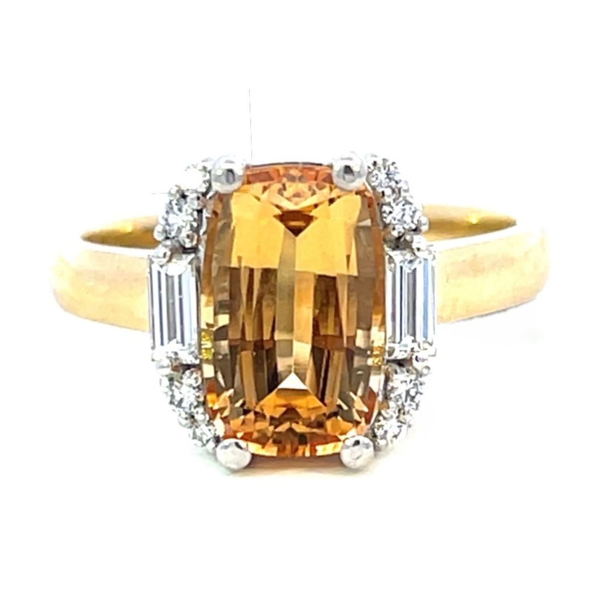 Imperial Topaz ring with diamonds