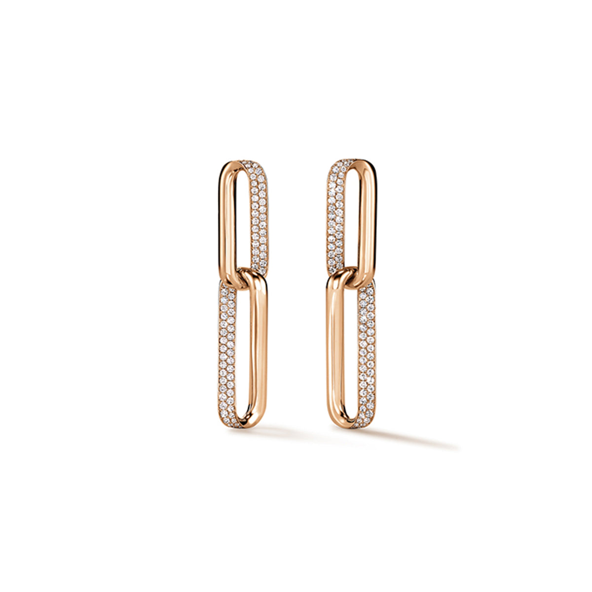 Rose gold chain-link earrings inside out collection by hearts on fire