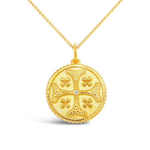 yellow Gold Jewish Cross medallion