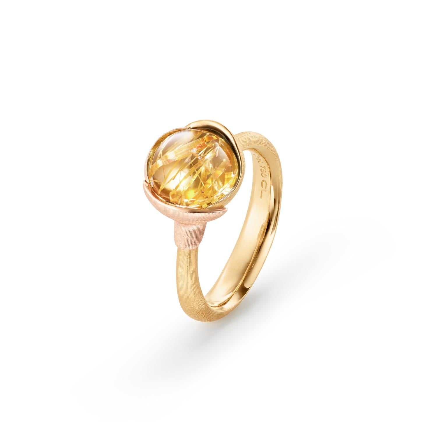 Ole Lynggaard Lotus Ring size 1 with Rutile Quartz