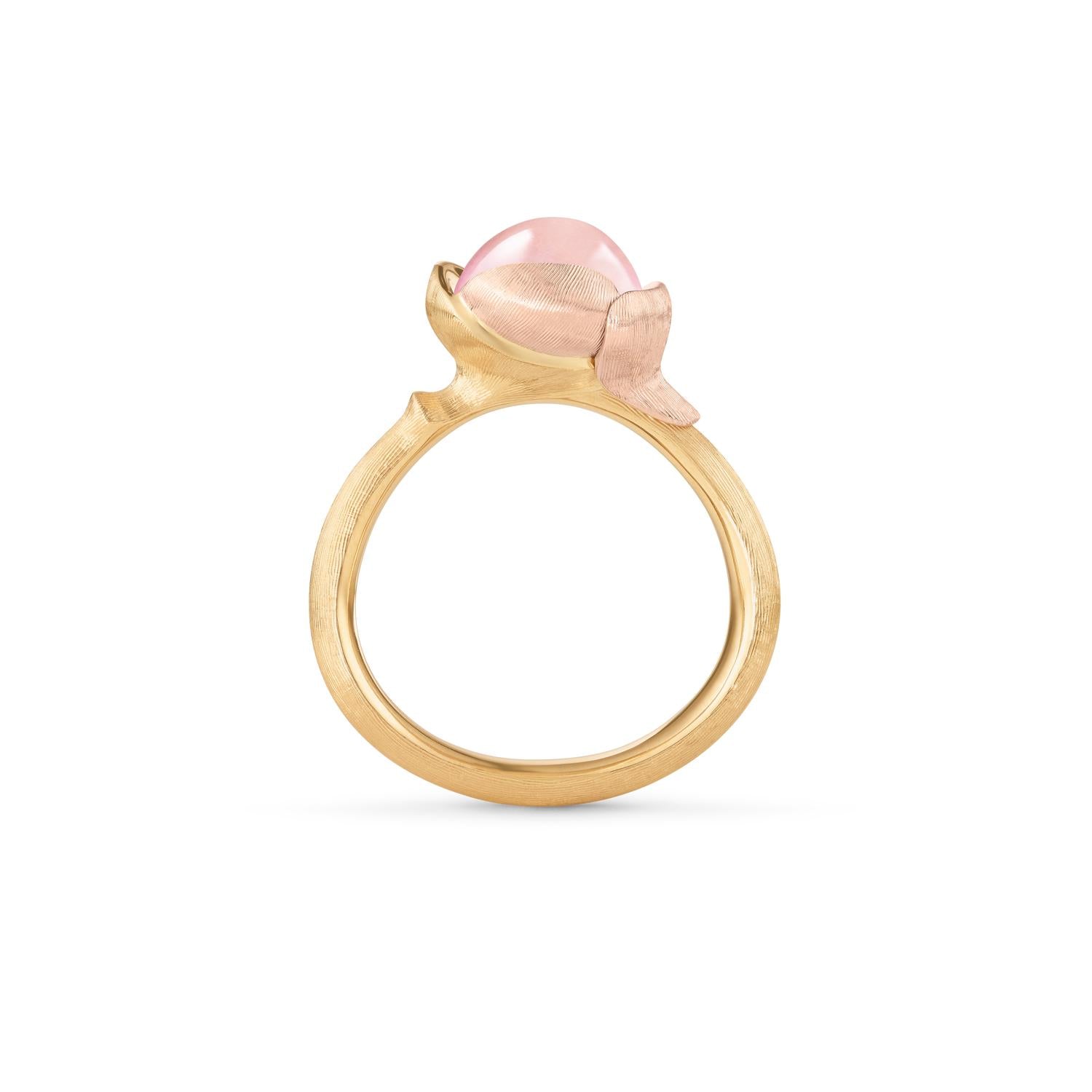 Ole Lynggaard Lotus ring size 1 rose quartz profile of ring