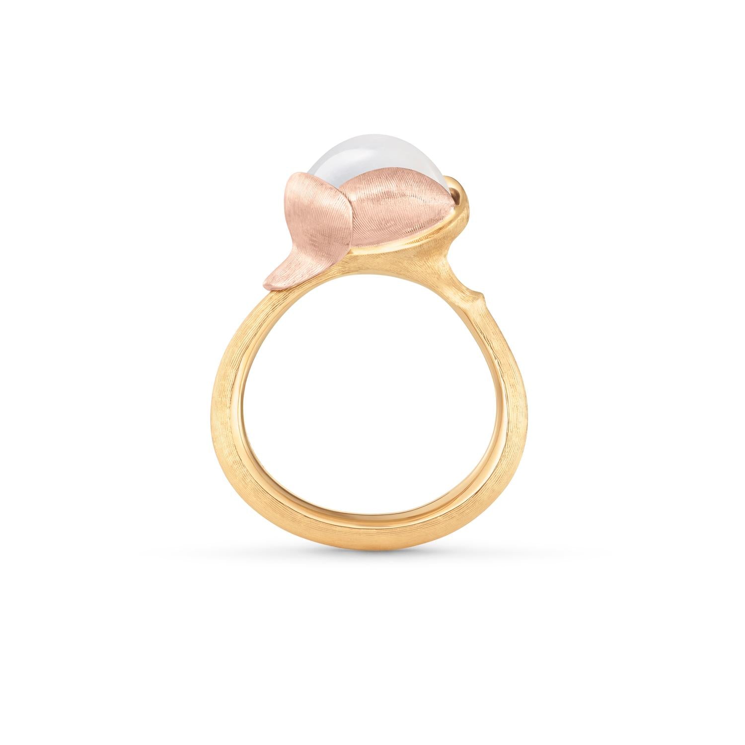 Lotus Ring White Moonstone #2 profile view