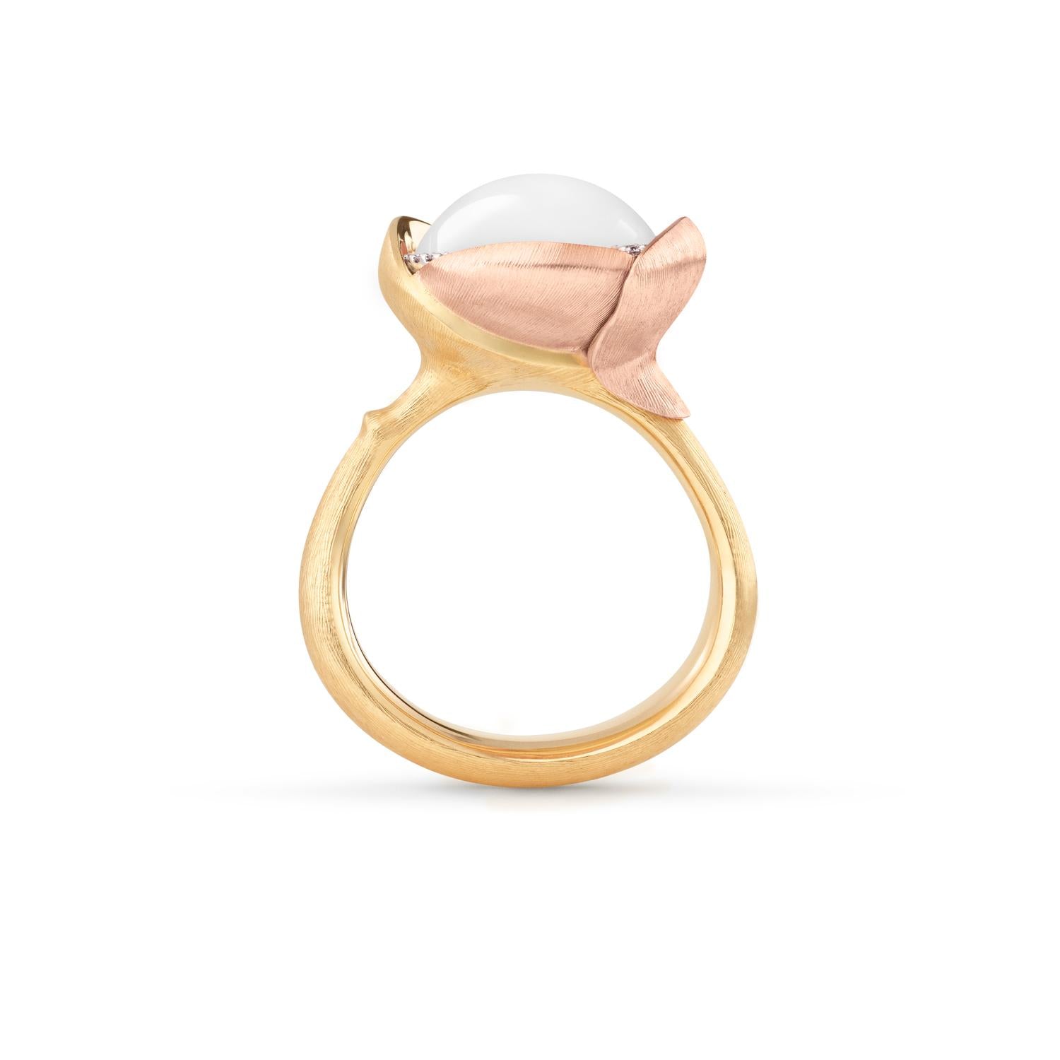 Ole Lynggaard White Moonstone Lotus Ring #3
