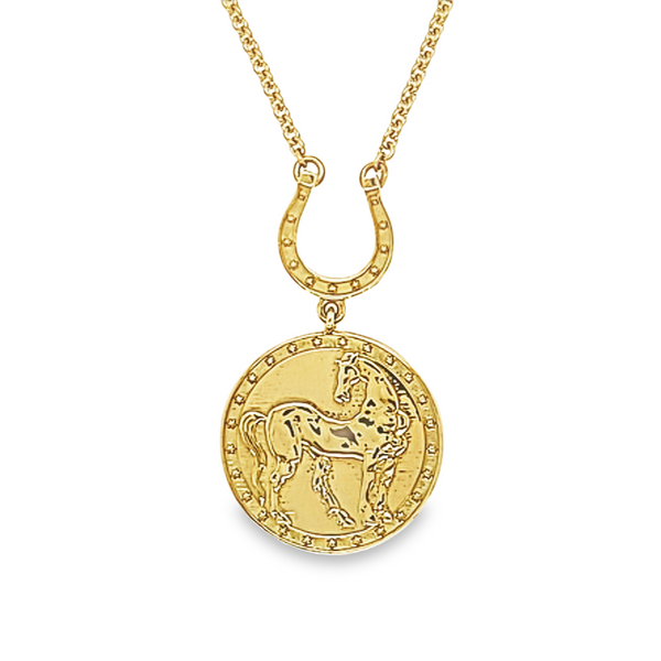 Numidian horse of carthage gold medallion necklace