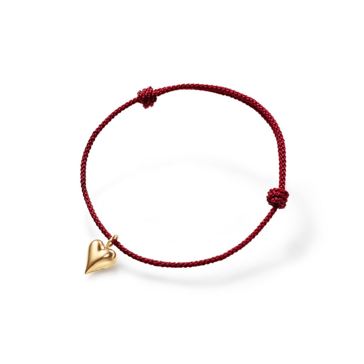 Ole Lynggaard connected heart bracelet on bordeaux colour string