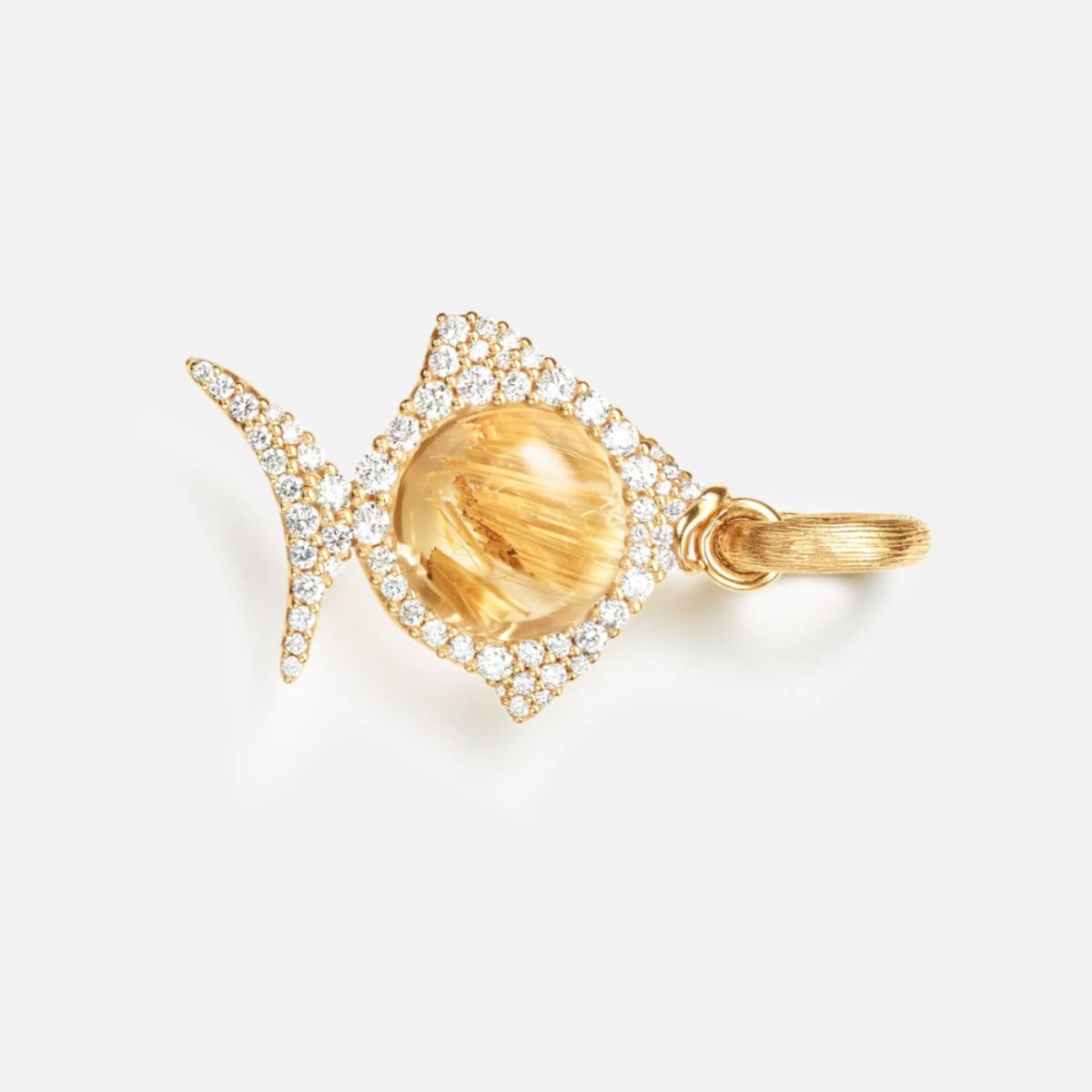 Ole Lynggaard pave rutile fish charm 