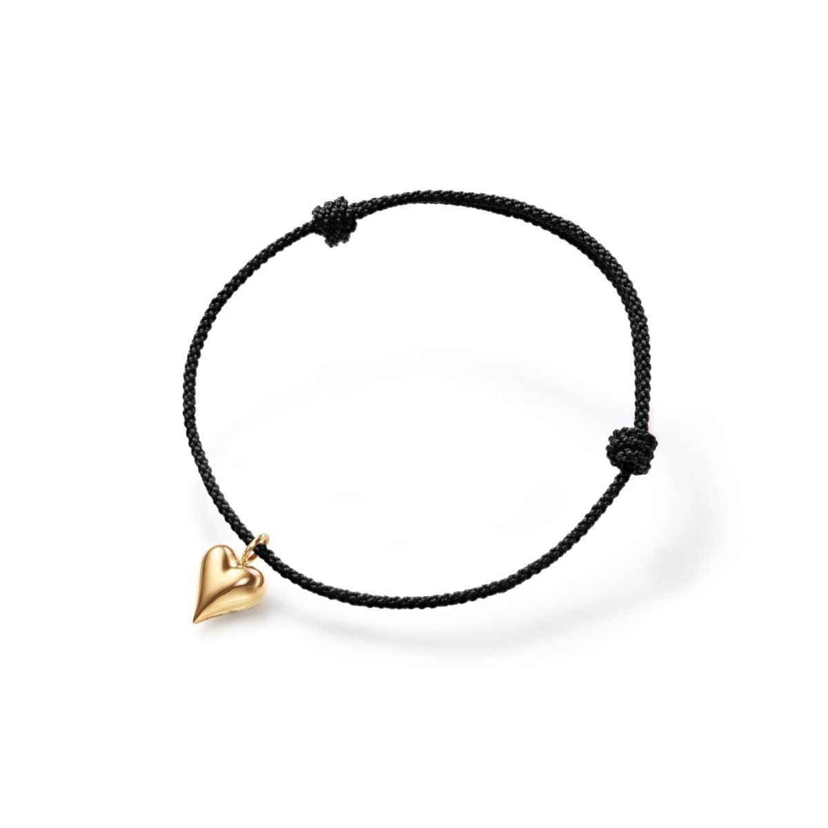 Ole Lynggaard connected heart bracelet on black string