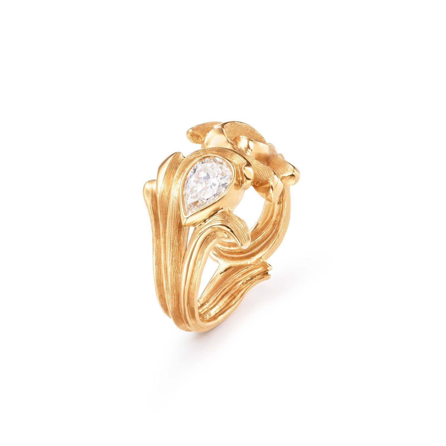 Ocean Waves Solitaire Ring
