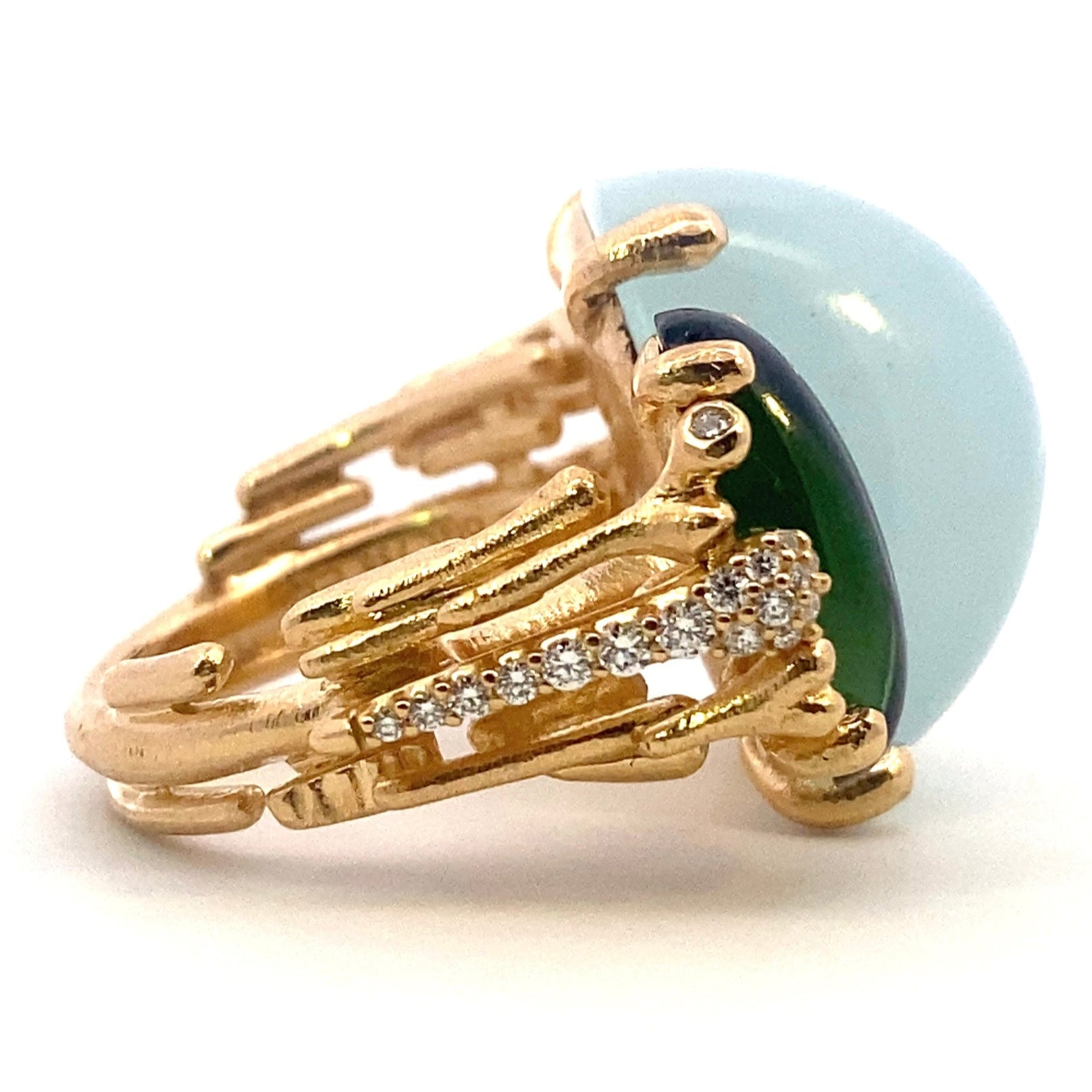 Ole Lynggaard BoHo ring Blue/Green Aquamarine and Green Tourmaline