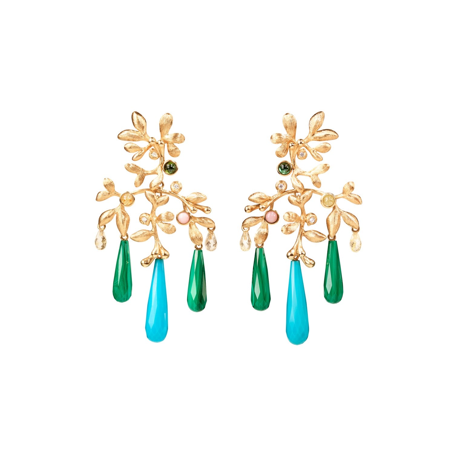 Gysy Earrings small turquoise and green tourmaline by Ole Lynggaard