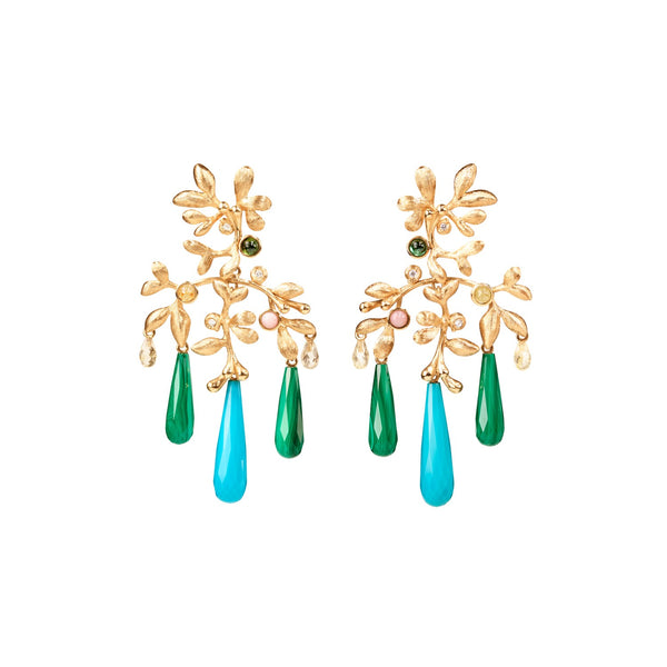 Gysy Earrings small turquoise and green tourmaline by Ole Lynggaard