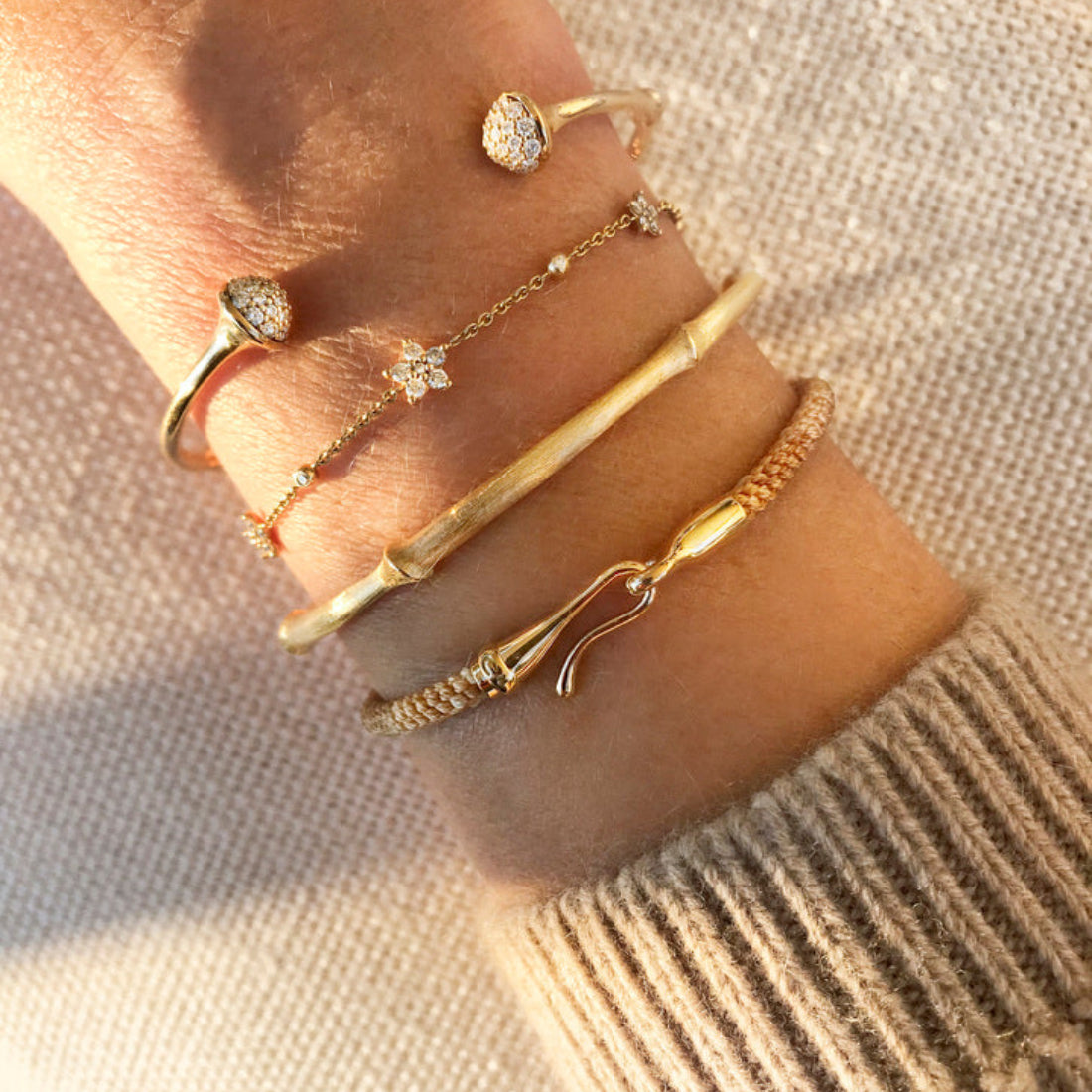 Lady wearing Ole lynggaard bracelets