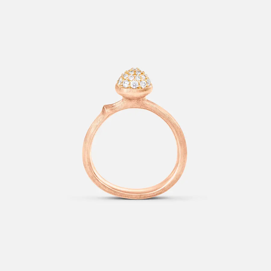 Rose gold Pave lotos ring small