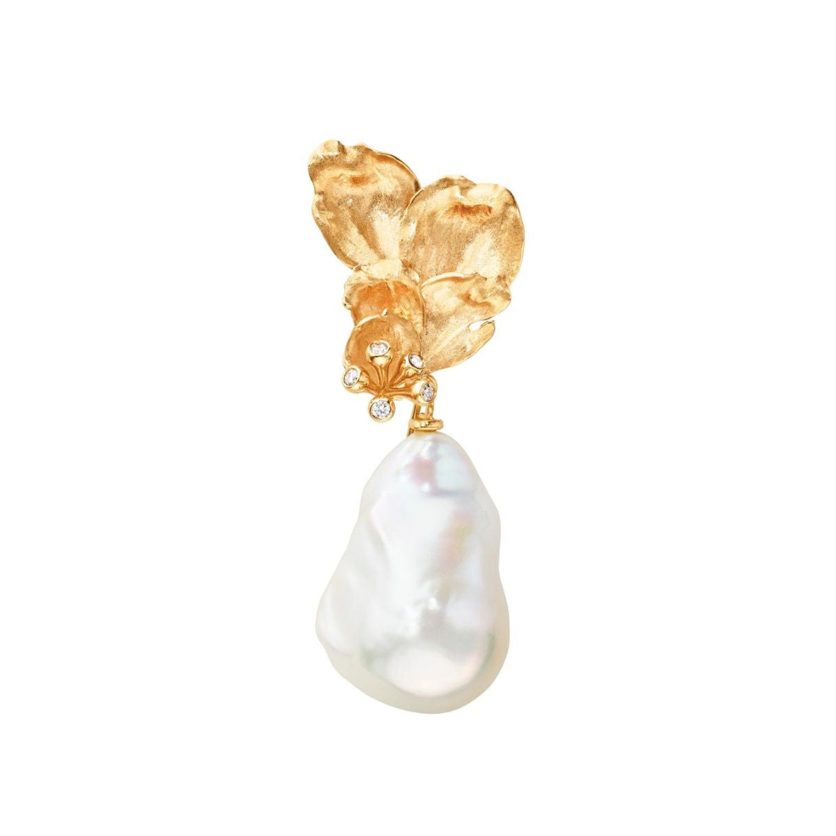 Ole Lynggaard Wild Rose earring with Pearl pendant attached