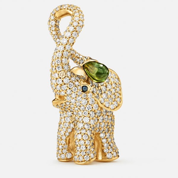 18ct gold large pave' elephant