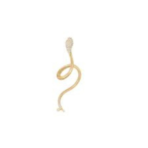 18ct yellow gold pave head snake earring