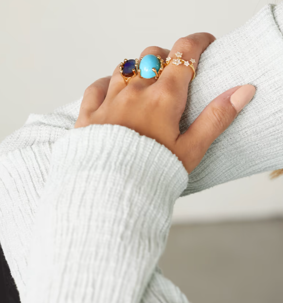 BoHo turquoise and opal ring