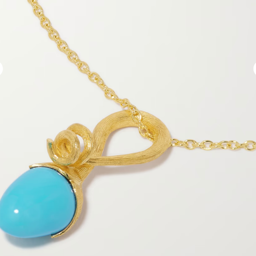 18ct yellow gold turquoise pendant