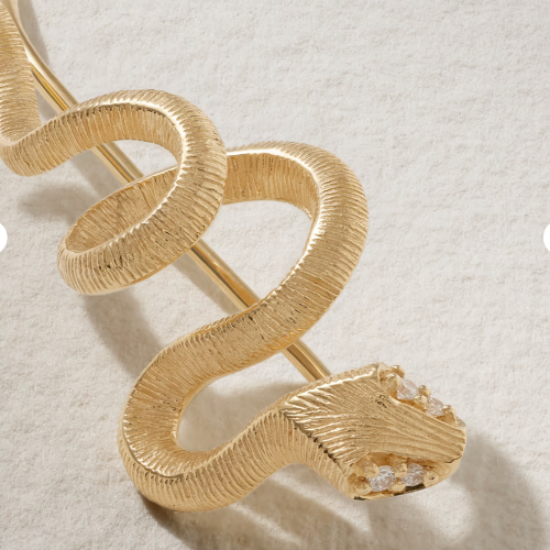 18ct gold snakes earring