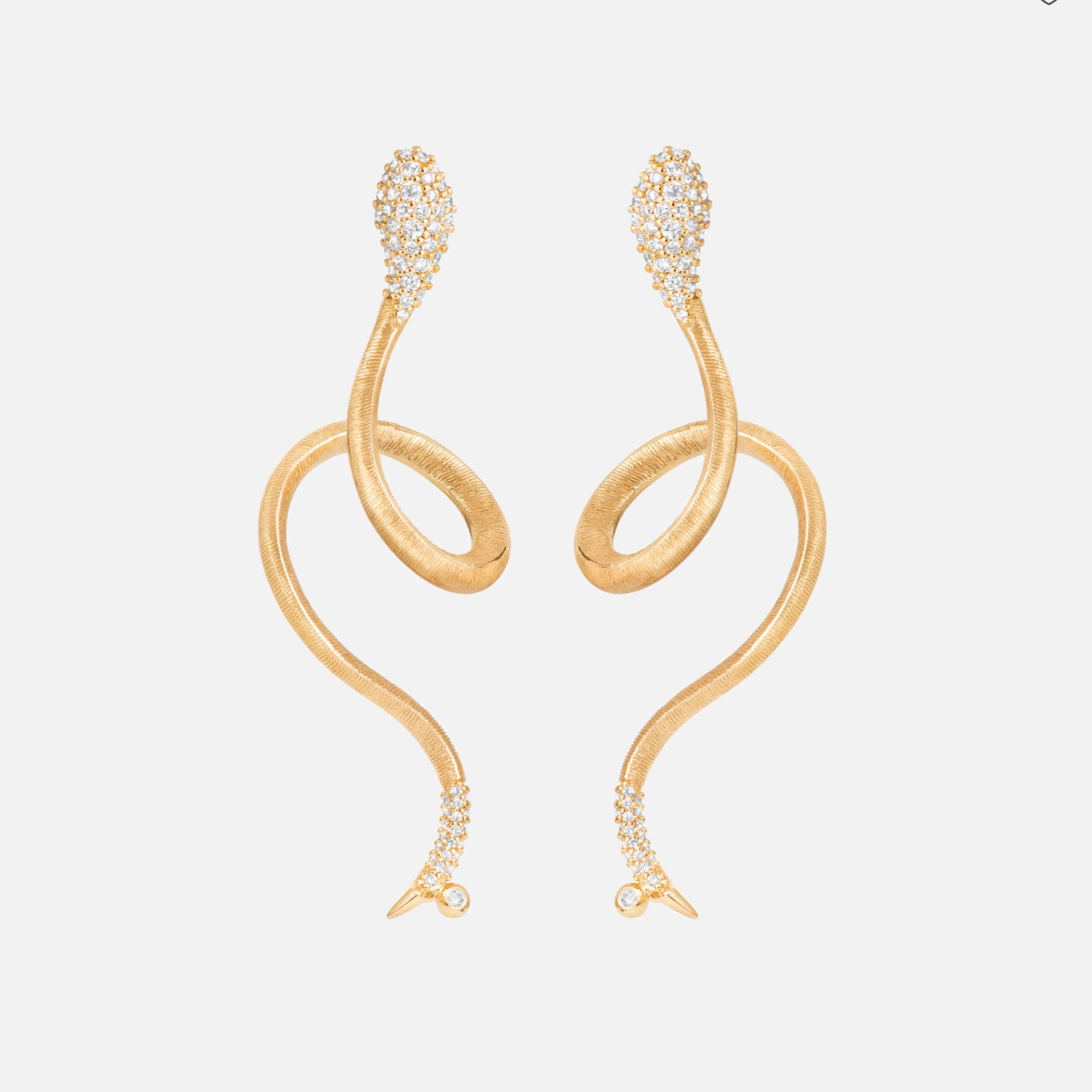 Ole Lynggaard Snake Earring with diamond Pave' head and tail