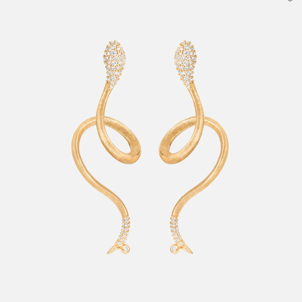 Ole Lynggaard Snake Earring with diamond Pave' head and tail