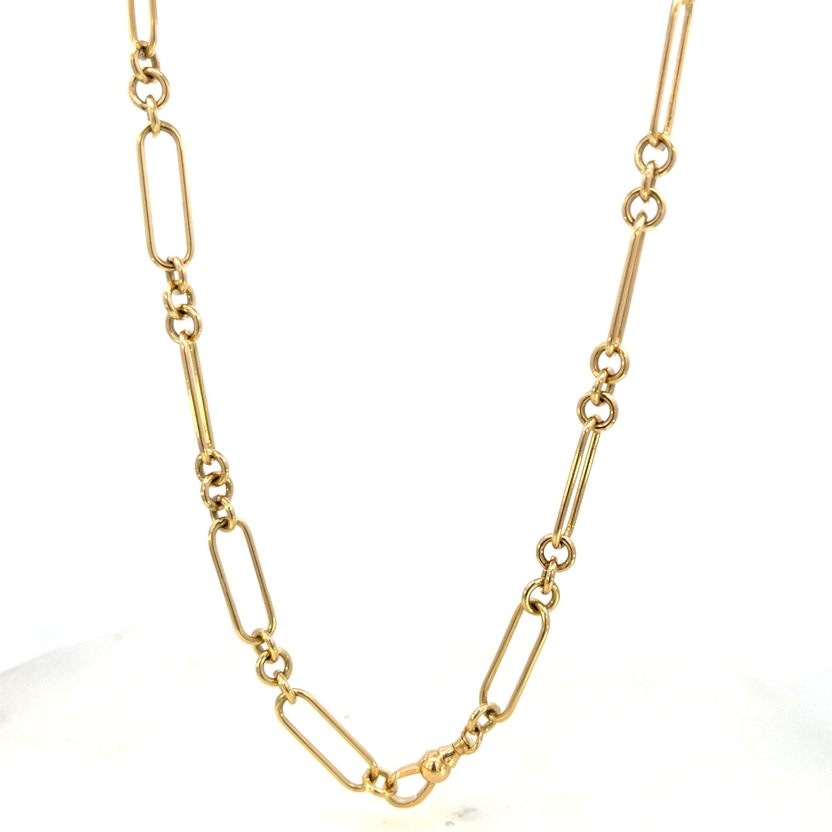 handmade gold necklace 3:1 open link vintage style with swivel clasp