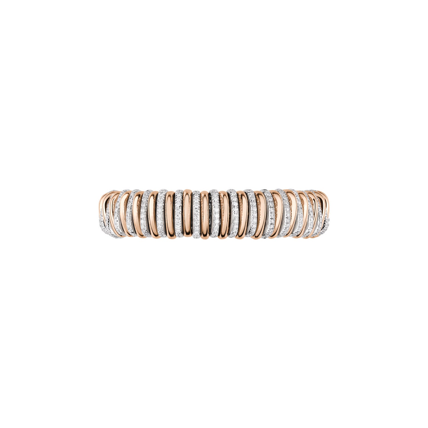 Front image of Fope Panorama BiColour rose and white gold polished and diamond rondels full circle bracelet