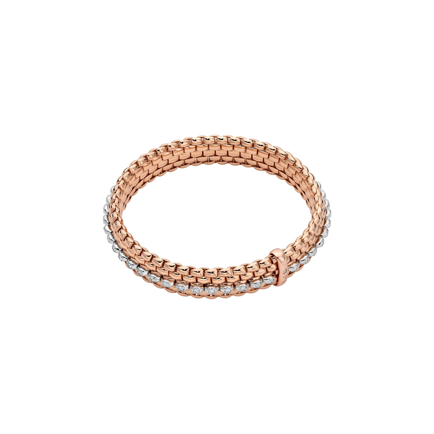Fope Panorama Bracelet in Rose Gold with full circle bezel set diamonds