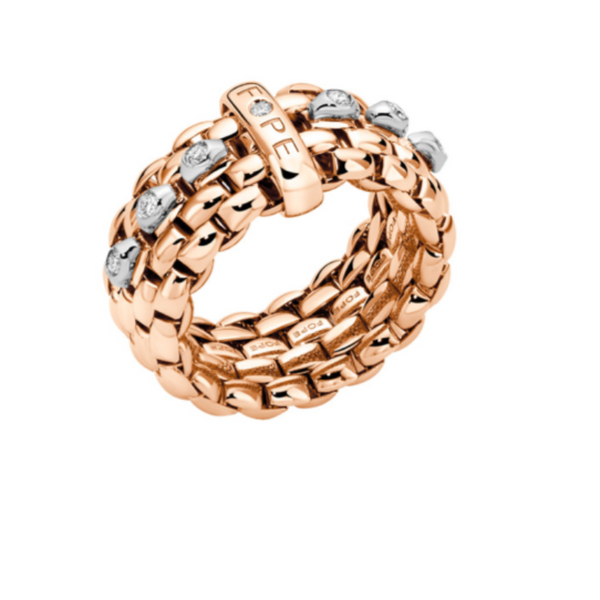 Fope Panorama ring with bezel set diamonds