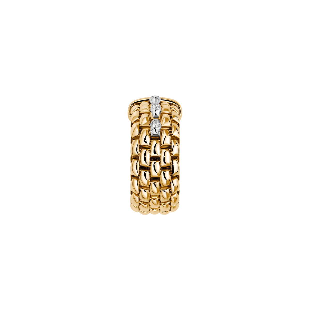 Fope Panorama Ring YG side view with bezel set diamonds