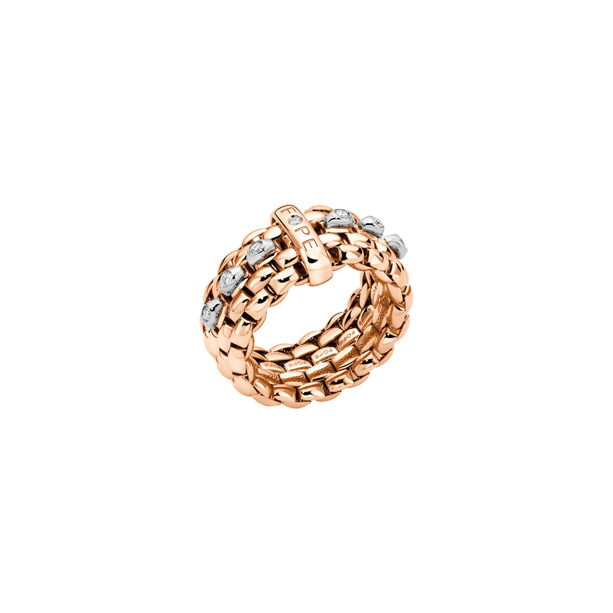 Fope Panorama Rin gin Rose Gold with bezel set diamonds