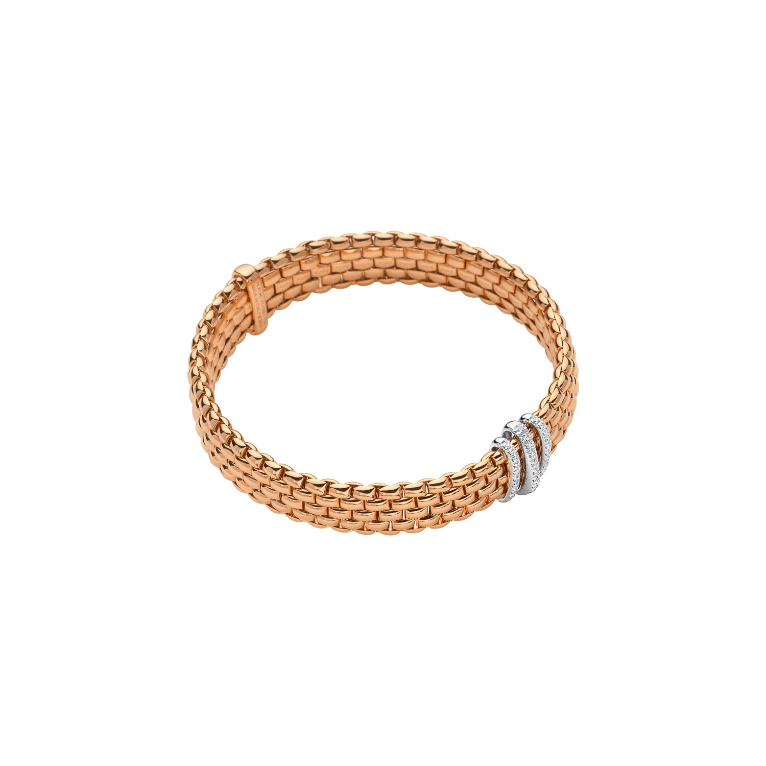Fope Panorama Bracelet in Rose Gold with 3 diamond rondels