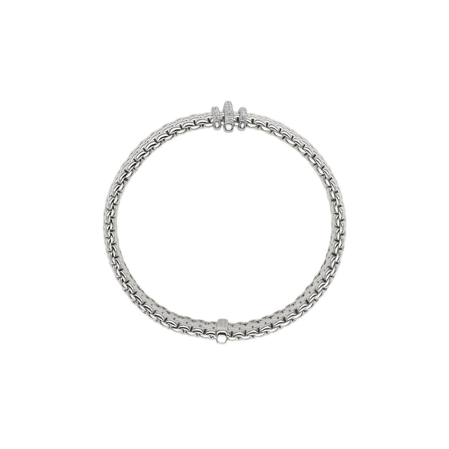Fope Panorama Bracelet in White Gold 3 diamond rondels profile image