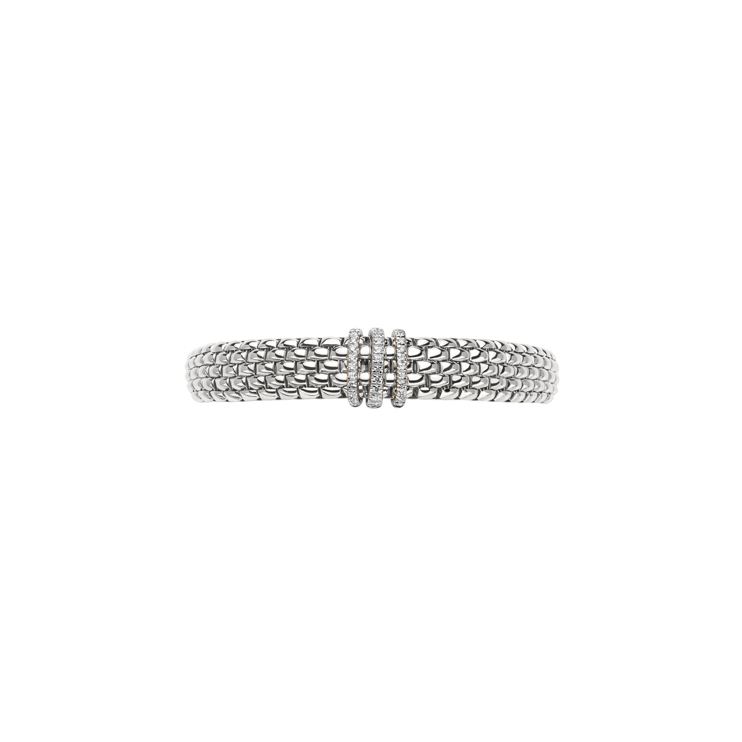 Fope Panorama White Gold Bracelet with 3 diamond rondels face on image
