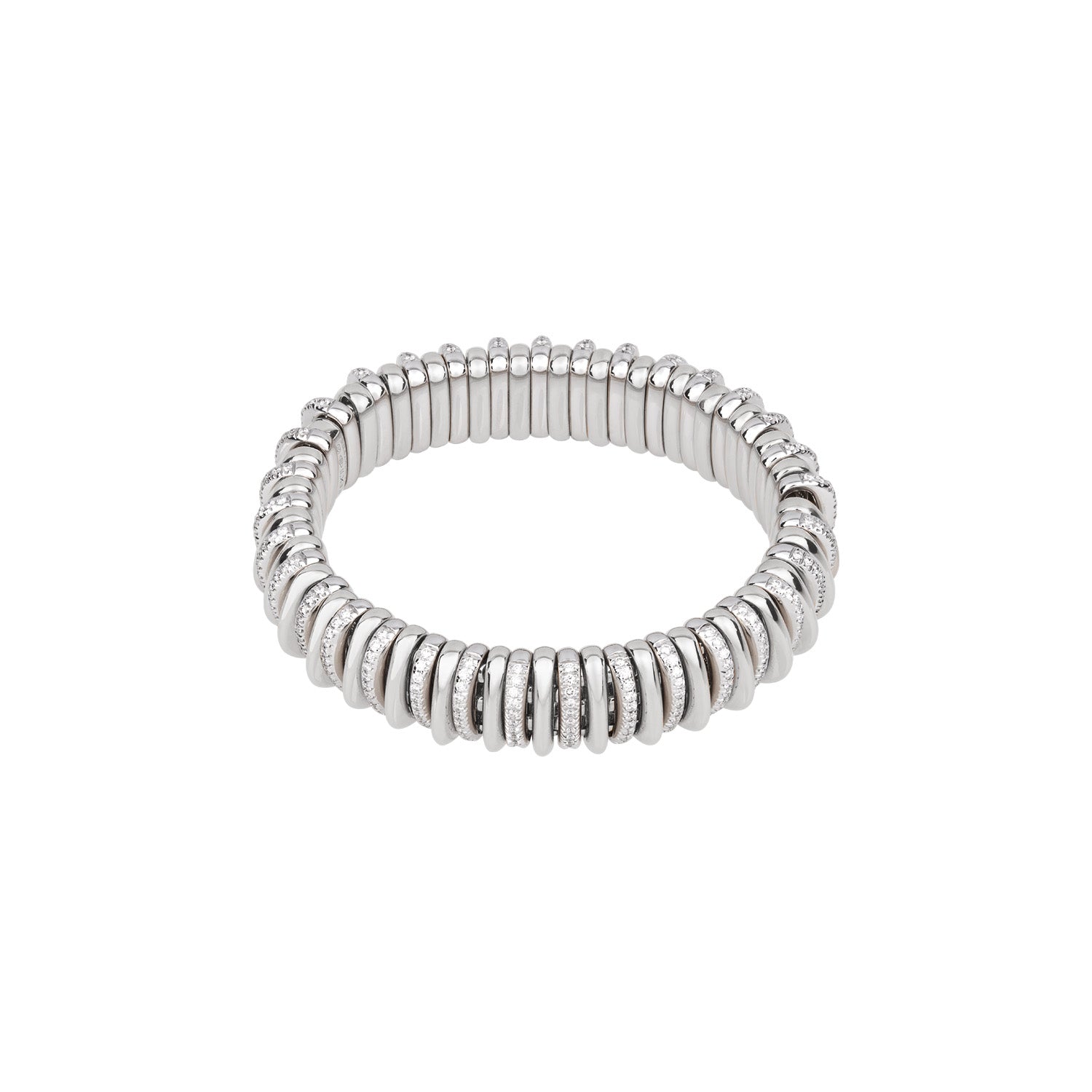 Fope Panorama White Gold full circle polished and diamond rondel bracelet.