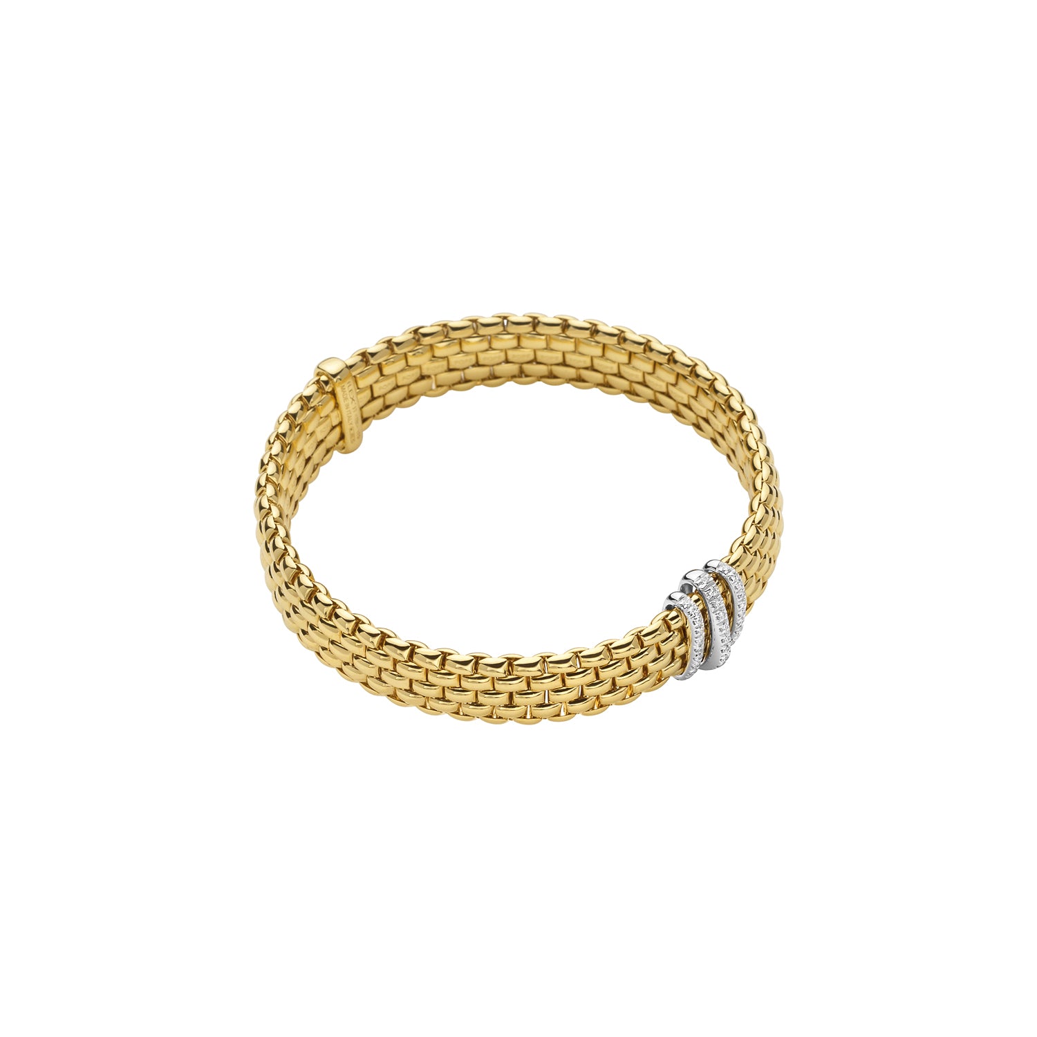 Fope Panorama Bracelet in Yellow Gold with 3 diamond rondels