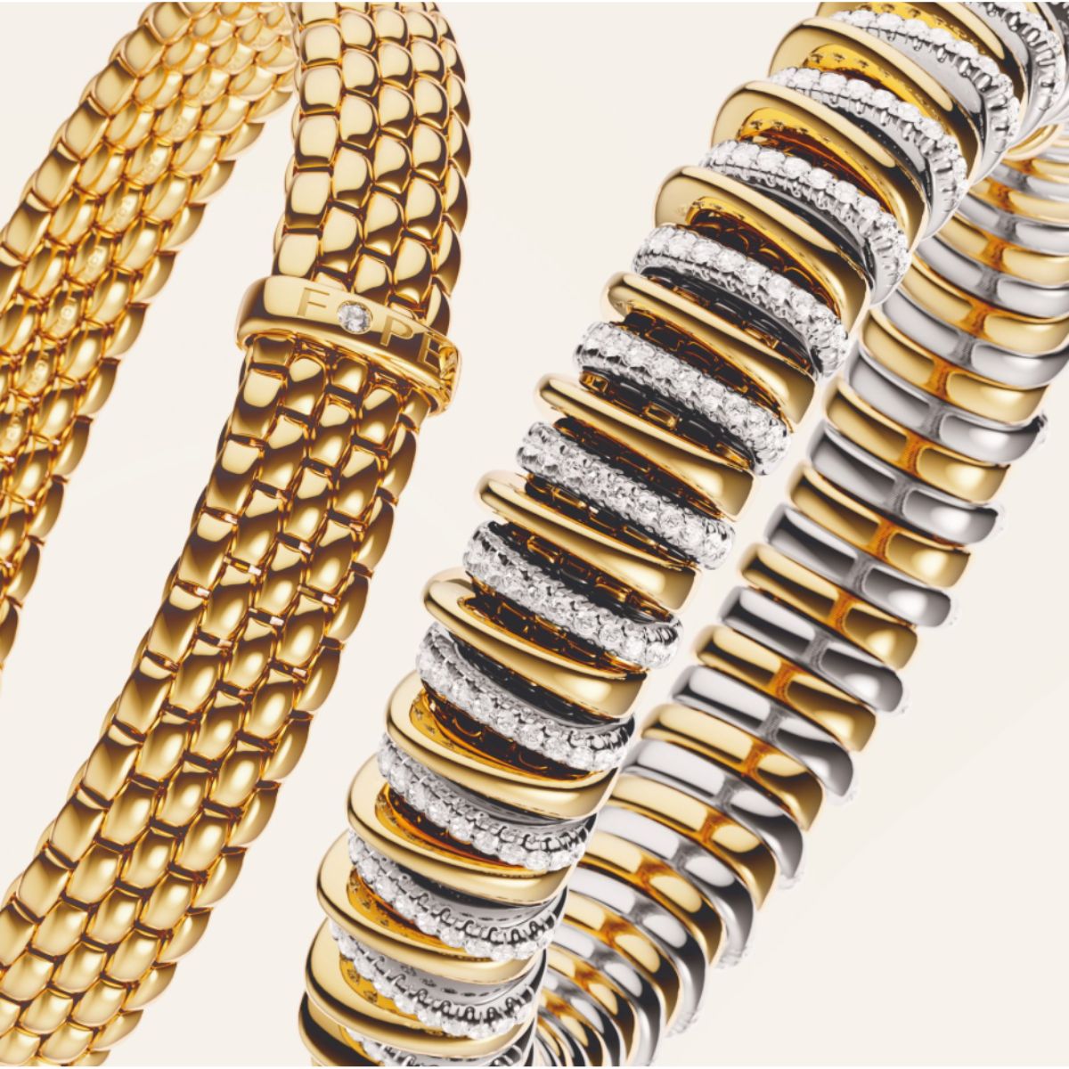 Fope Panorama Bracelets in yellow gold and bicolour yellow and white gold