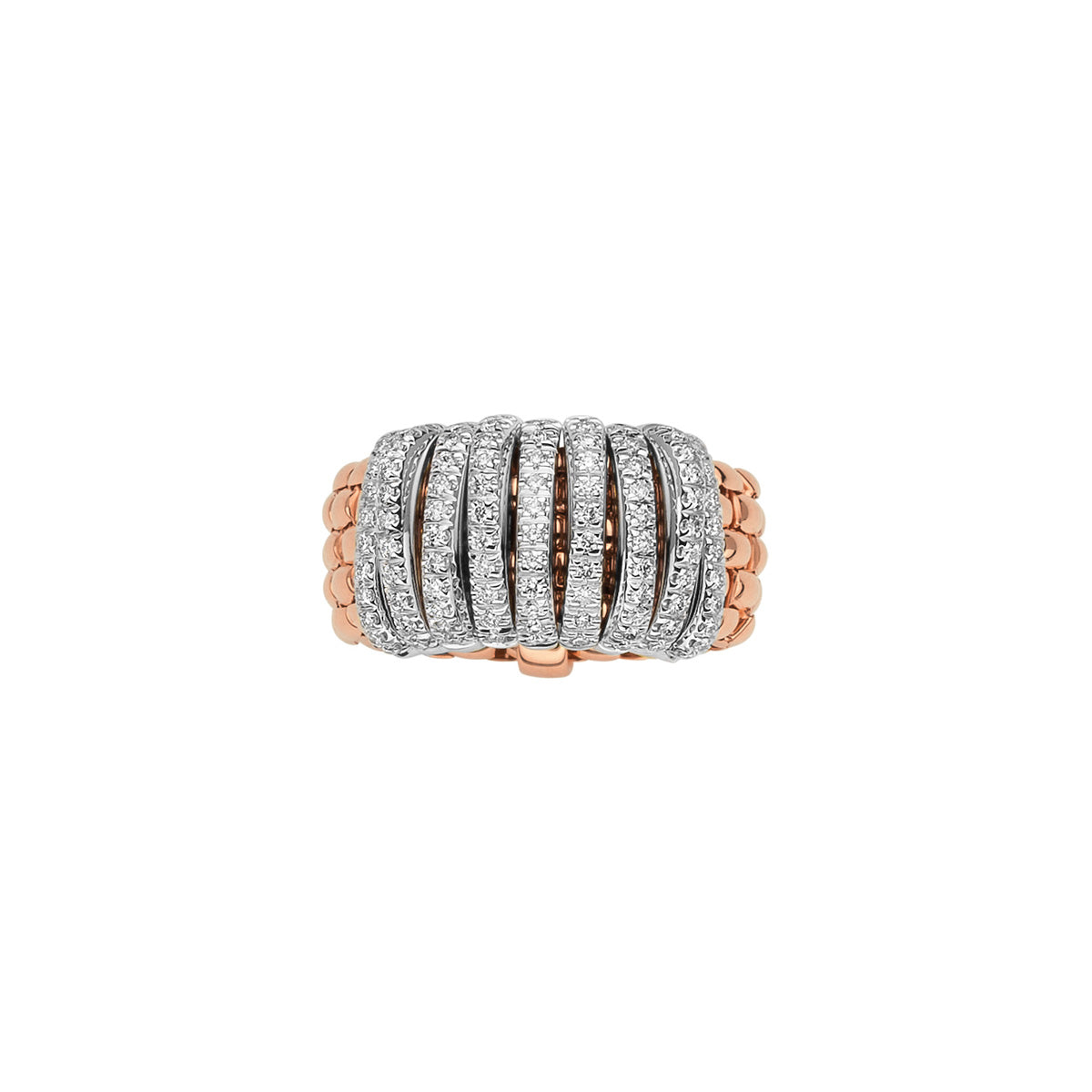 Fope Panorama 9 pave rondels ring in rose gold 