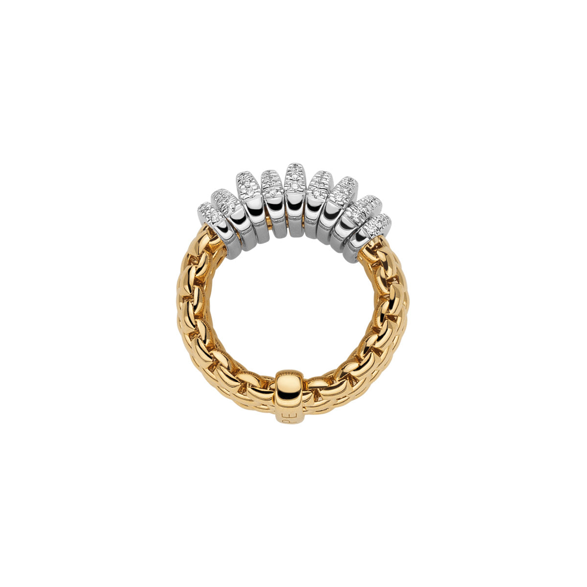 Fope Panorama ring profile 9 pave rondels in yellow gold
