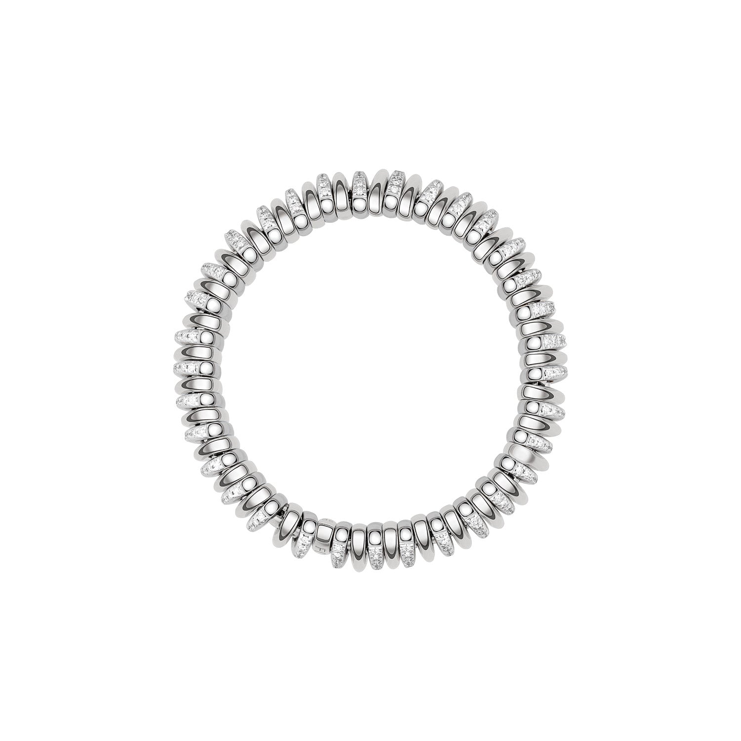 Fope Panorama full circle bracelet in white gold with polished and diamond rondels