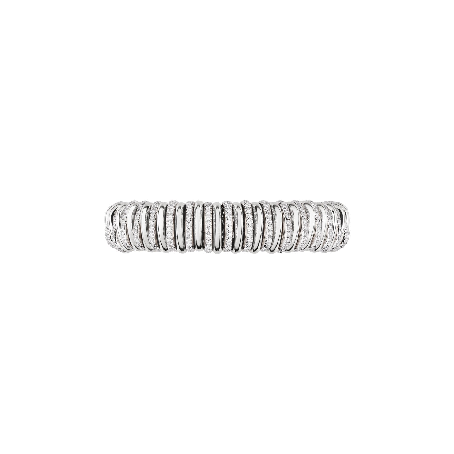 Fope Panorama white gold bracelet with alternating polished and diamond rondels
