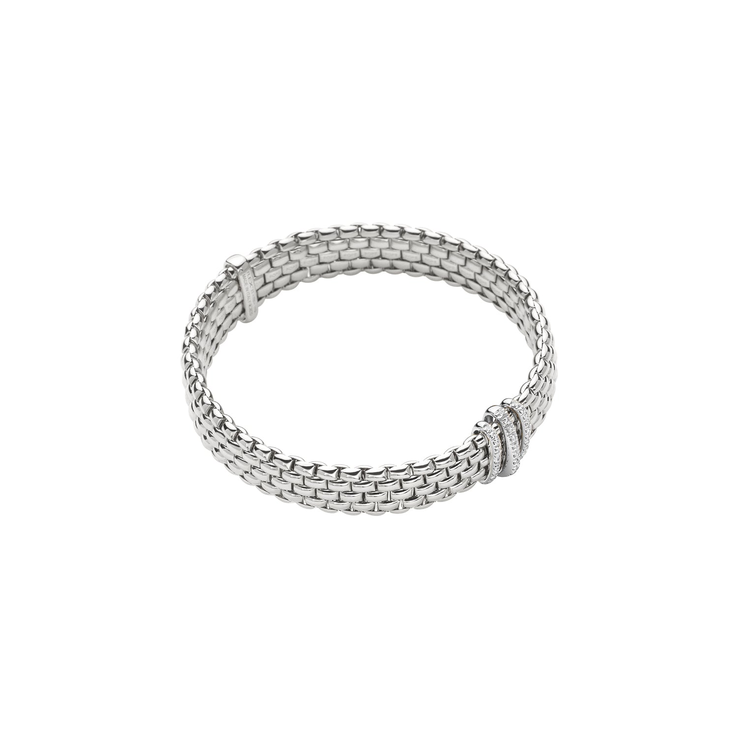 Fope Panorama White Gold Bracelet with 3 diamond rondels