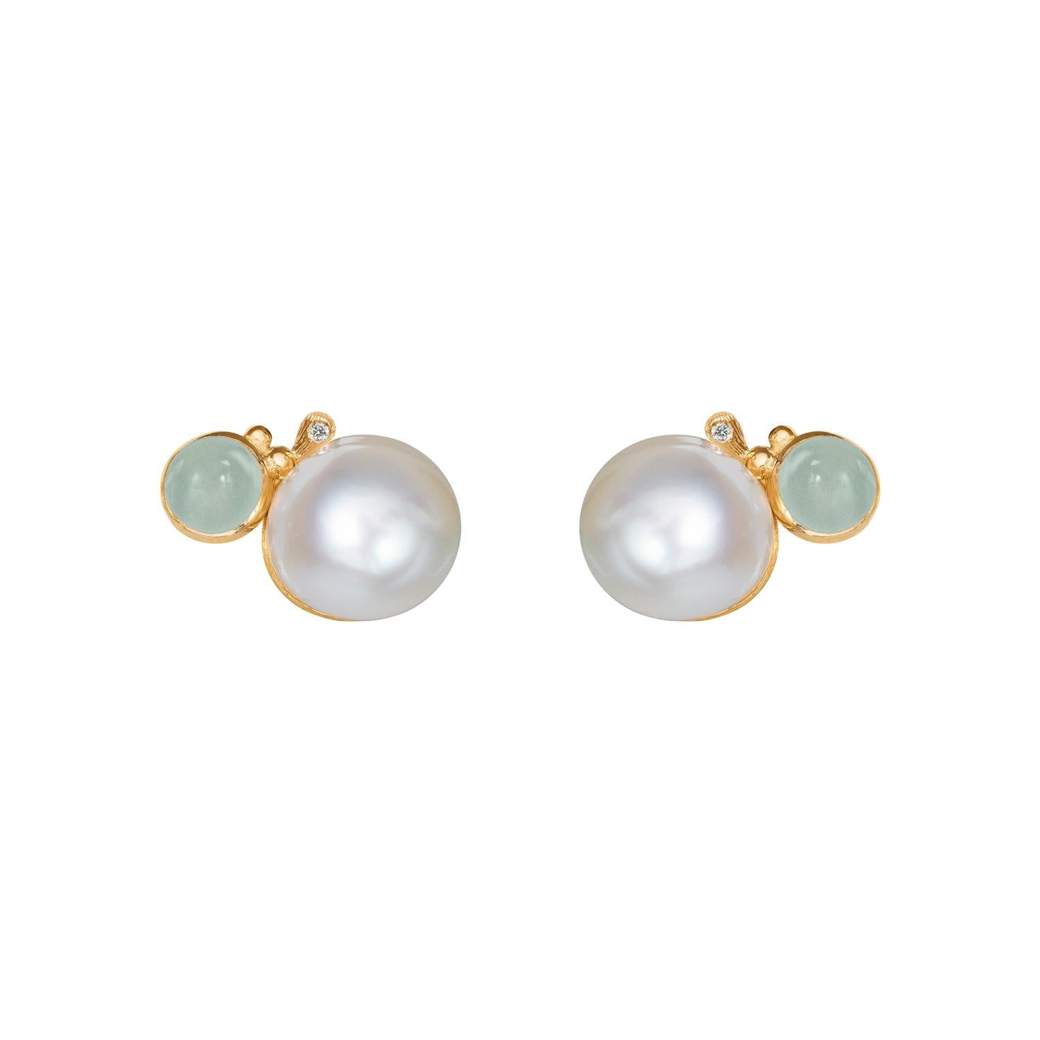 Ole Lynggaard BoHo Pearl Earrings with Aquamarine