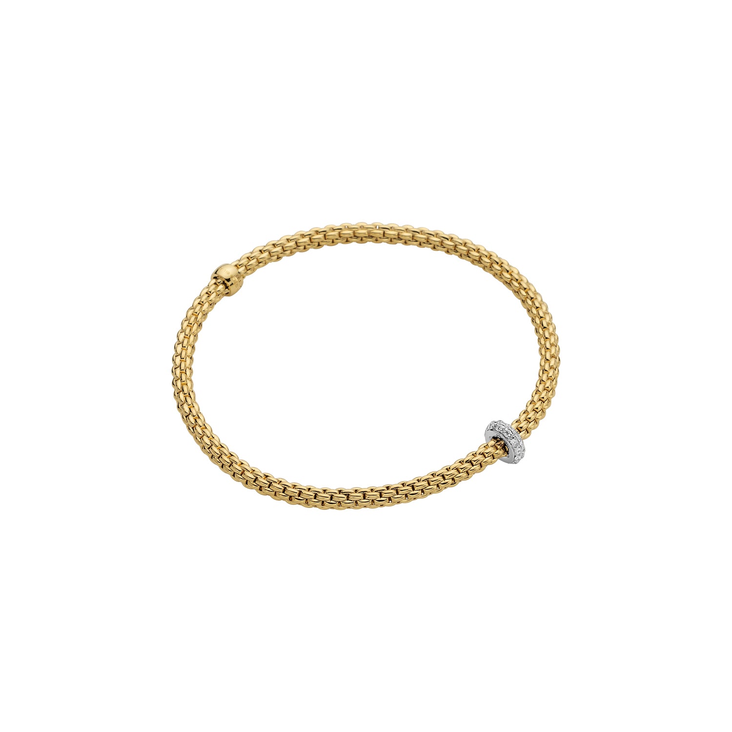 Fope Prima Bracelet in YG with diamond rondel
