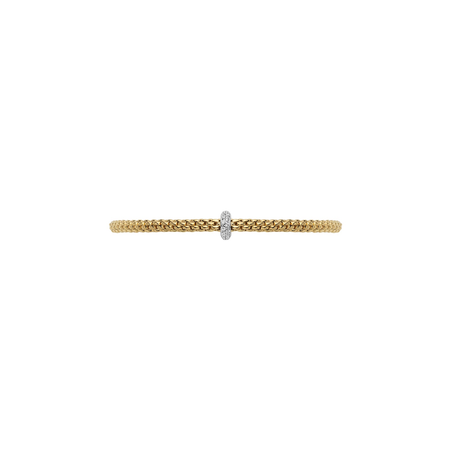 Fope Prima Bracelet in Yellow Gold and diamond rondel front on view